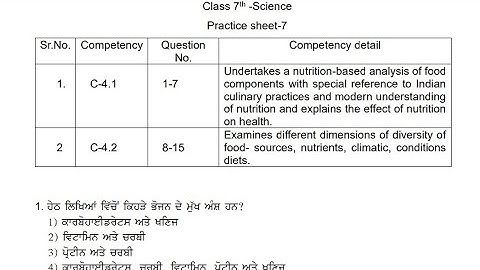 7th Class Science|Weekly Practice sheet No.7 Solution|Competency Enhancement Plan 2024