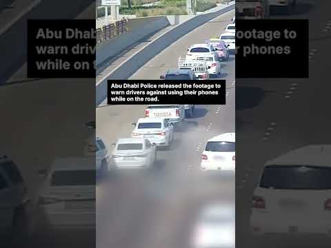 Abu Dhabi Police share footage of distracted drivers crashing into stationary traffic
