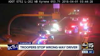 Troopers arrest wrong-way driver on Loop 202 early Sunday morning