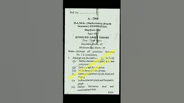Advanced graph theory |msc-4th sem|june2023question paper एडवांस्ड ग्राफ थ्योरी |एमएससी-4थ सेमेस्टर