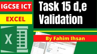 Validation in Excel (Spread Sheet)
