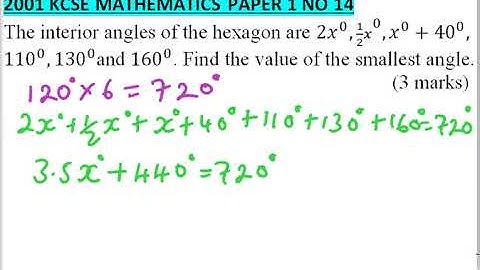 2001 KCSE MATHEMATICS PAPER 1 QUESTION 14