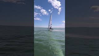 A class foiling, CZE 1 downwind, very fast, very gusty