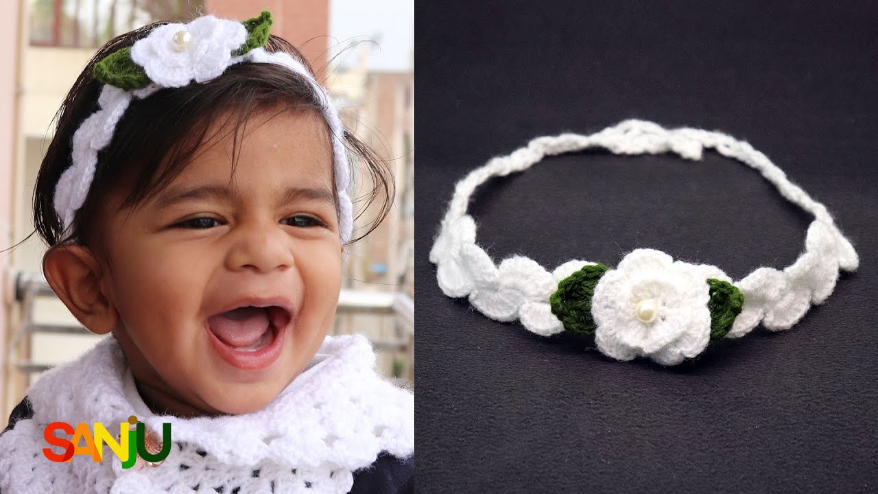 Headband design with flower and leaf | Easy crochet hairband design | Headband pattern in Hindi