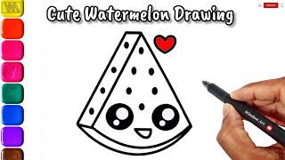 Draw a Cute Watermelon For Kids! | How To Draw a Watermelon 🍉 | #kids #drawing
