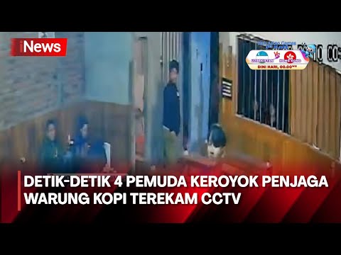 Detik-Detik 4 Pemuda Sidoarjo Keroyok Penjaga Warung Kopi Terekam CCTV