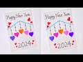 Diy  happy new year greetings card 2024  handmade new year card  greeting