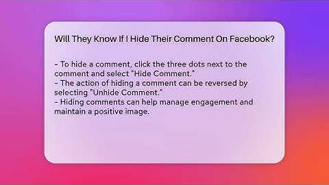 Will They Know If I Hide Their Comment On Facebook? - Everyday-Networking