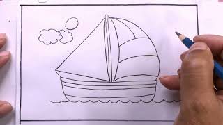 How To Draw Sail Boat Easy/Sail Boat Drawing/Drawing Sail Boat