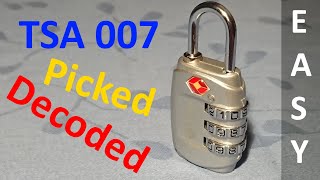 (picking 766) TSA Padlock Lock explained, picked and decoded (TSA007, 3 wheels by EVR)