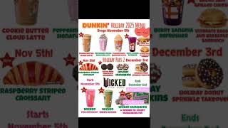 Dunkin' Donuts 2025 Holiday Menu Drops November 5th 😋 #dunkindonuts #menu