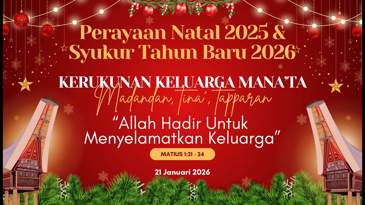 IBADAH NATAL DAN SYUKUR TAHUN BARU KERUKUNAN KELUARGA MANA'TA RABU, 21 JANUARI 2026