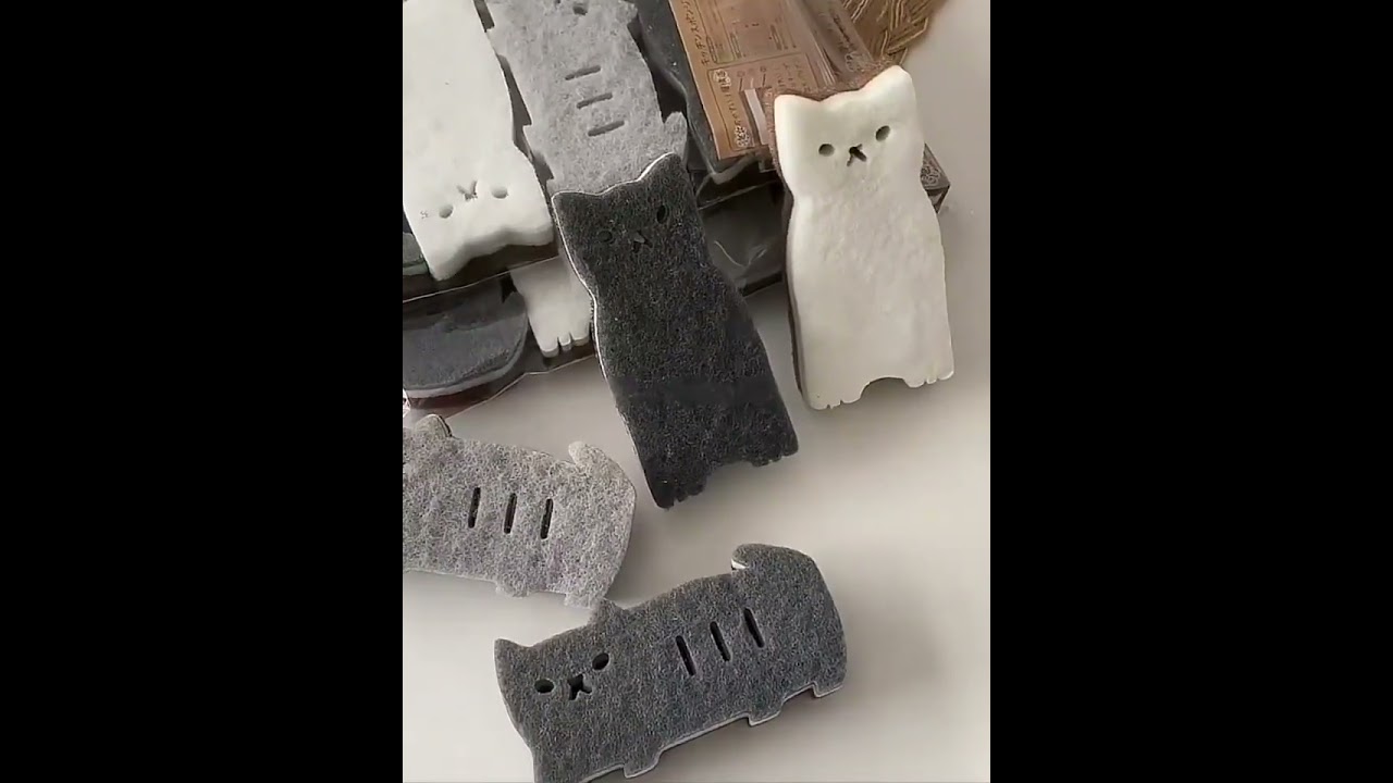 Heavy Duty Scrub Sponges Multi purpose 3 layer Cat Shaped