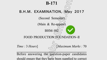 2017 Dcrust BHM 2nd Sem Food Production Foundation Question Paper