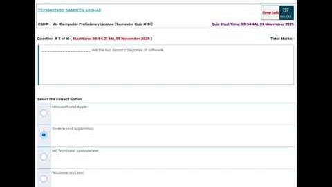 CS001 - VU-Computer Proficiency License (Semester Quiz # 01). paid Whatsapp 03426692724