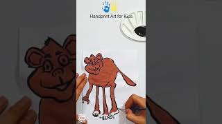 Easy Handprint Monkey 🐒 🐵  | Step By Step Guide To Make A Monkey - Design Yogi #shorts