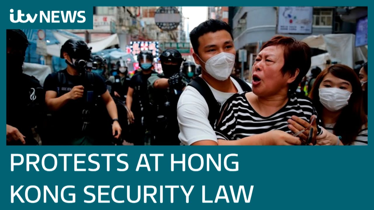 Protests after China introduce Hong Kong security law | ITV News - YouTube