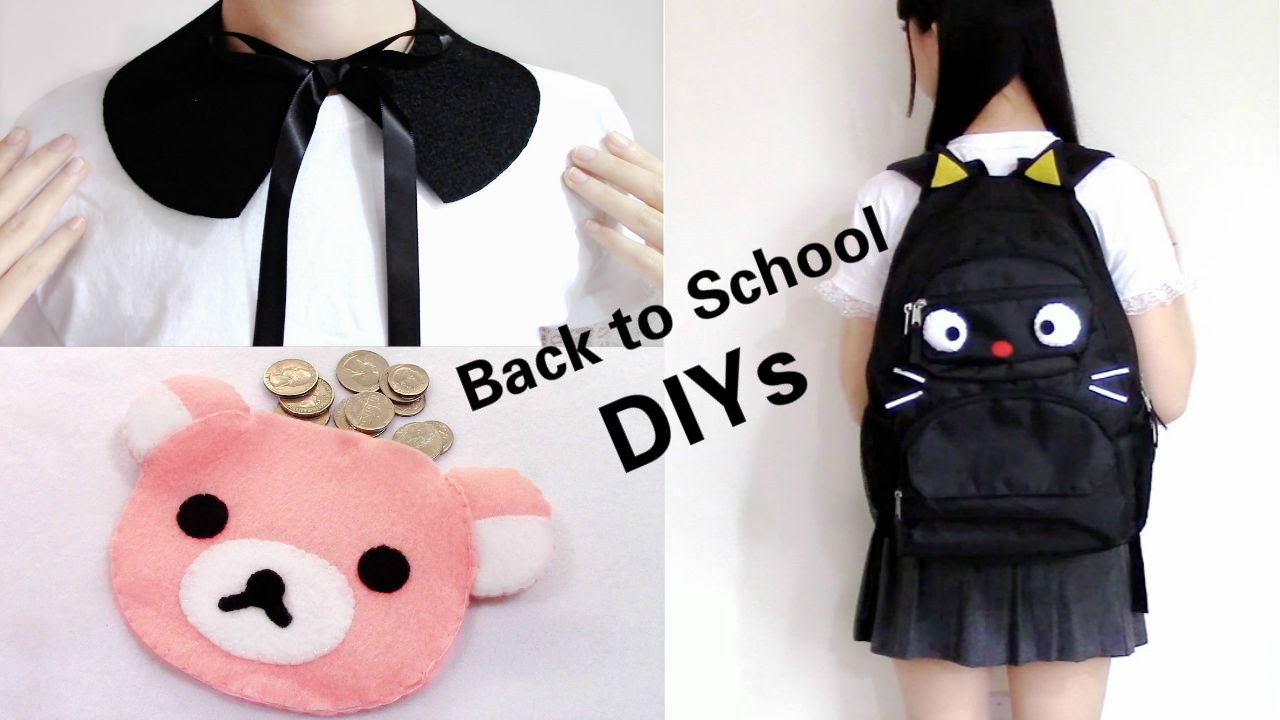 3 Back to School DIYs: DIY Cat Backpack | Detachable Peter Pan Collar | Rilakkuma Wallet