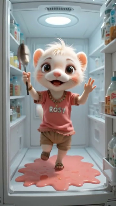 Rosy Stored Ice Cream in the Fridge… The Melted Mess You HAVE to See!🍦🤔  #cute #funny #logical
