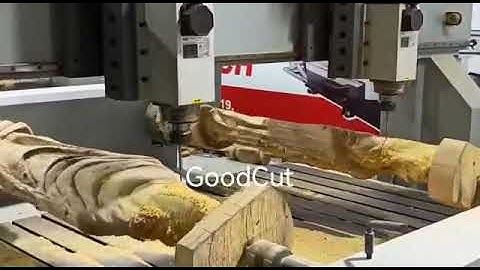 GoodCut 2 Heads 4 Axis Cnc Router with 2 Rotary Device 3d Cnc Router for Stair Handrail Making