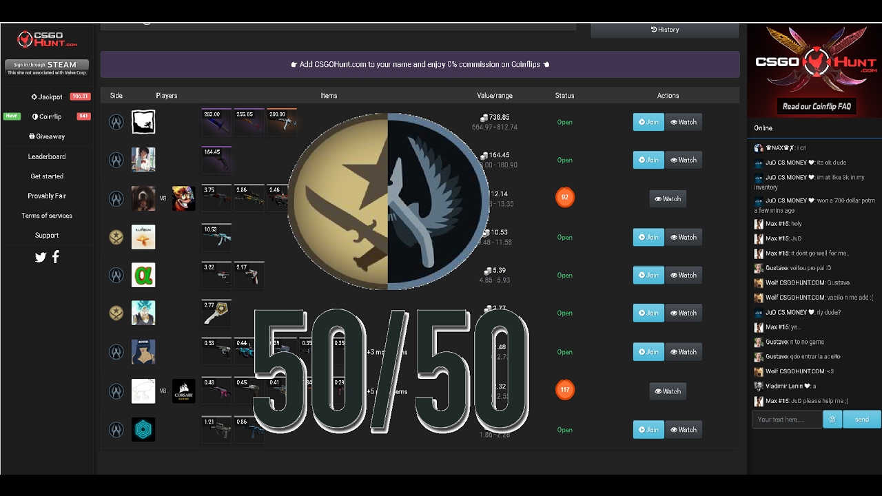 INSANE 50$ COINFLIP on CSGOHUNT! - YouTube