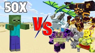 50 Zombie VS Mobs in Mowzie's Mobs and Ender 's Cataclysm