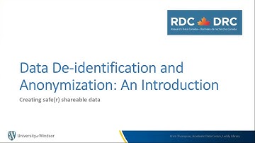 RDC Webinar: Data Deidentification and Anonymization: An Introduction
