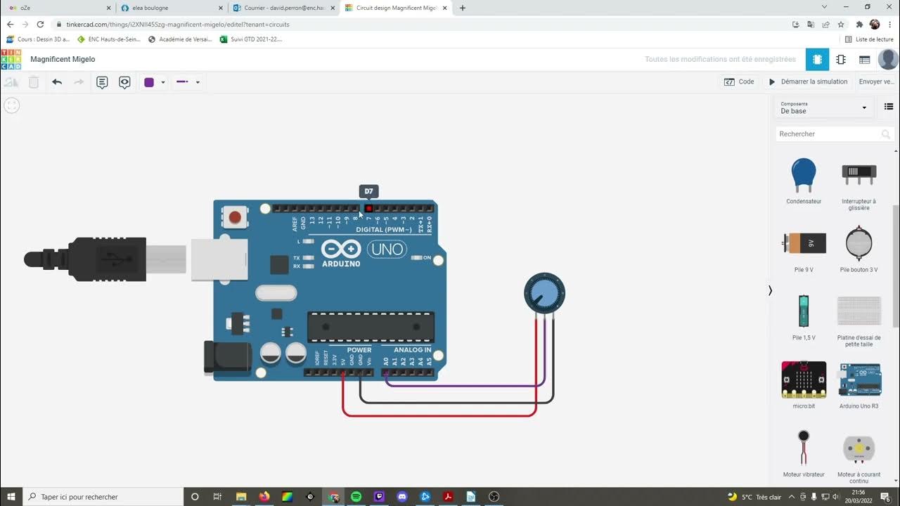 Tinkercad: programmer un potentiomètre - YouTube