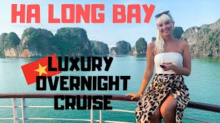 LUXURY Overnight Ha Long Bay Cruise - What to expect |Activities, Accommodation & Food (Travel Vlog)