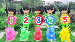 Five Little Loli Jumping Around In The Park Learning English Nursery Rhymes And Colors