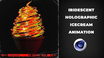 IRIDESCENT HOLOGRAPHIC ICE CREAM ANIMATION. CINEMA 4D C4D TUTORIAL BEGINNER