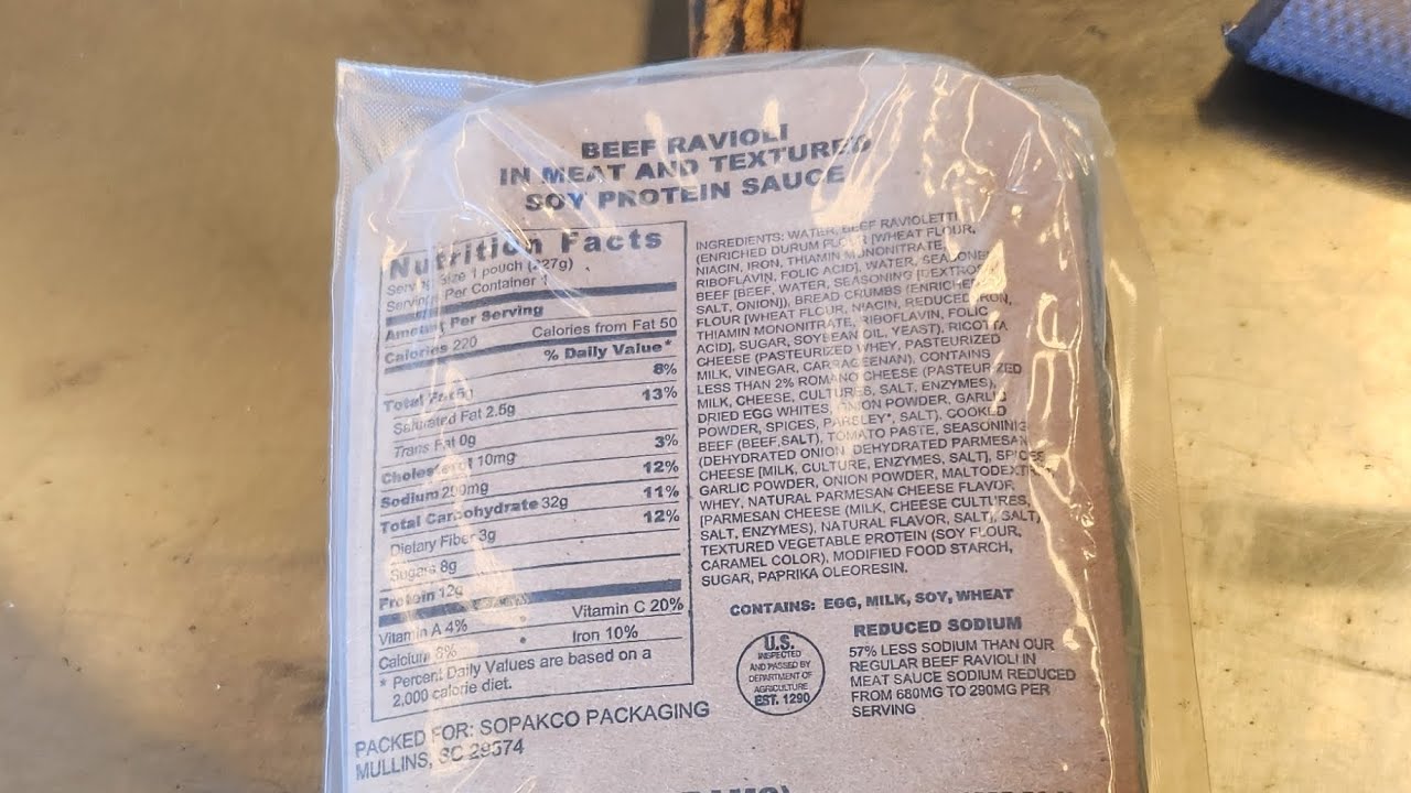 Trying a beef ravioli MRE 