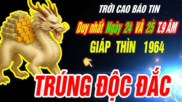 Trời định Tuổi GIÁP THÌN 1964 TRÚNG SỐ ĐỘC ĐẮC TIỀN VỀ NHƯ LŨ đúng 2 ngày vàng duy nhất