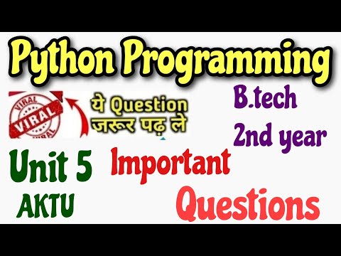 10. Python Programming Unit 5 | Python Unit 5 Important questions | Python Programming aktu |