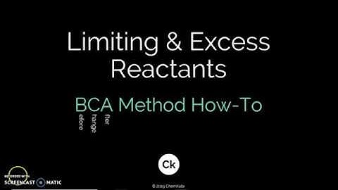 Limiting & Excess Reactants BCA Table + Handout How To