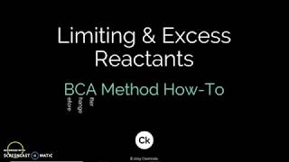 Limiting & Excess Reactants BCA Table + Handout How To