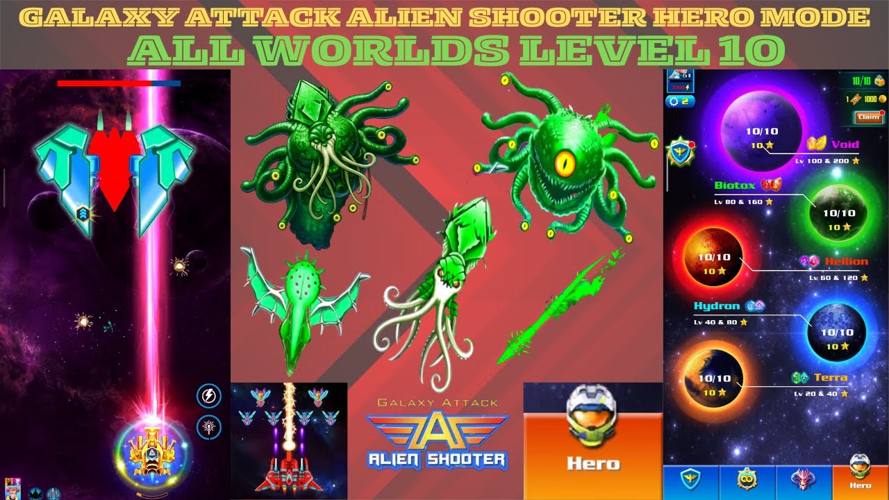 Galaxy Attack Alien Shooter Full Hero Mode | All Worlds Level 10
