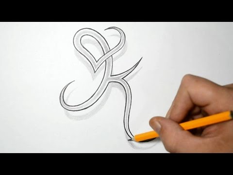 Letter K and Heart Combined - Tattoo Design Ideas for Initials