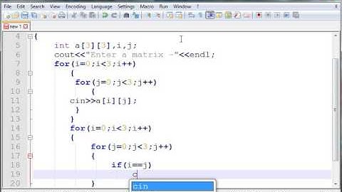 C-++ Program to input a matrix and print its diagonal elements