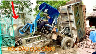 Great agricultural truck carrying bricks to pull each other extremely tight | 2 farm workers have ve