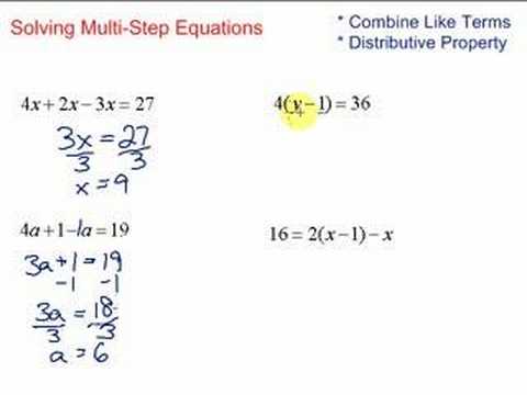 spænding handicappet uddøde Lesson 7-2: Solving Multi-Step Equations - YouTube