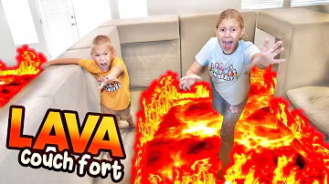 Escape Lava Couch Fort With 100 Mystery Buttons!