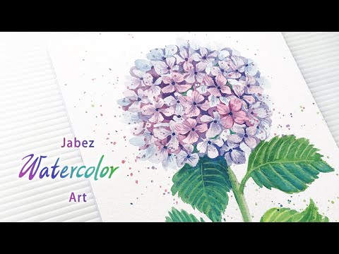水彩畫《美麗的花朵》畫繡球花《DIY彩繪系列 #251》