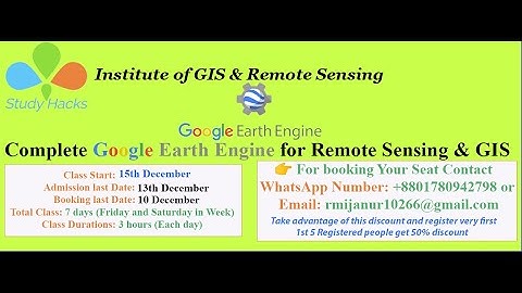 7 days online training for  Remote sensing  analysis using Google Earth Engine