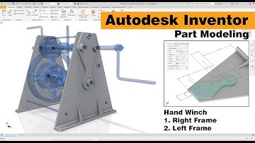 Hand Winch Part Modeling - 1.Right Frame and 2.Left Frame | Autodesk Inventor 2022 Tutorial
