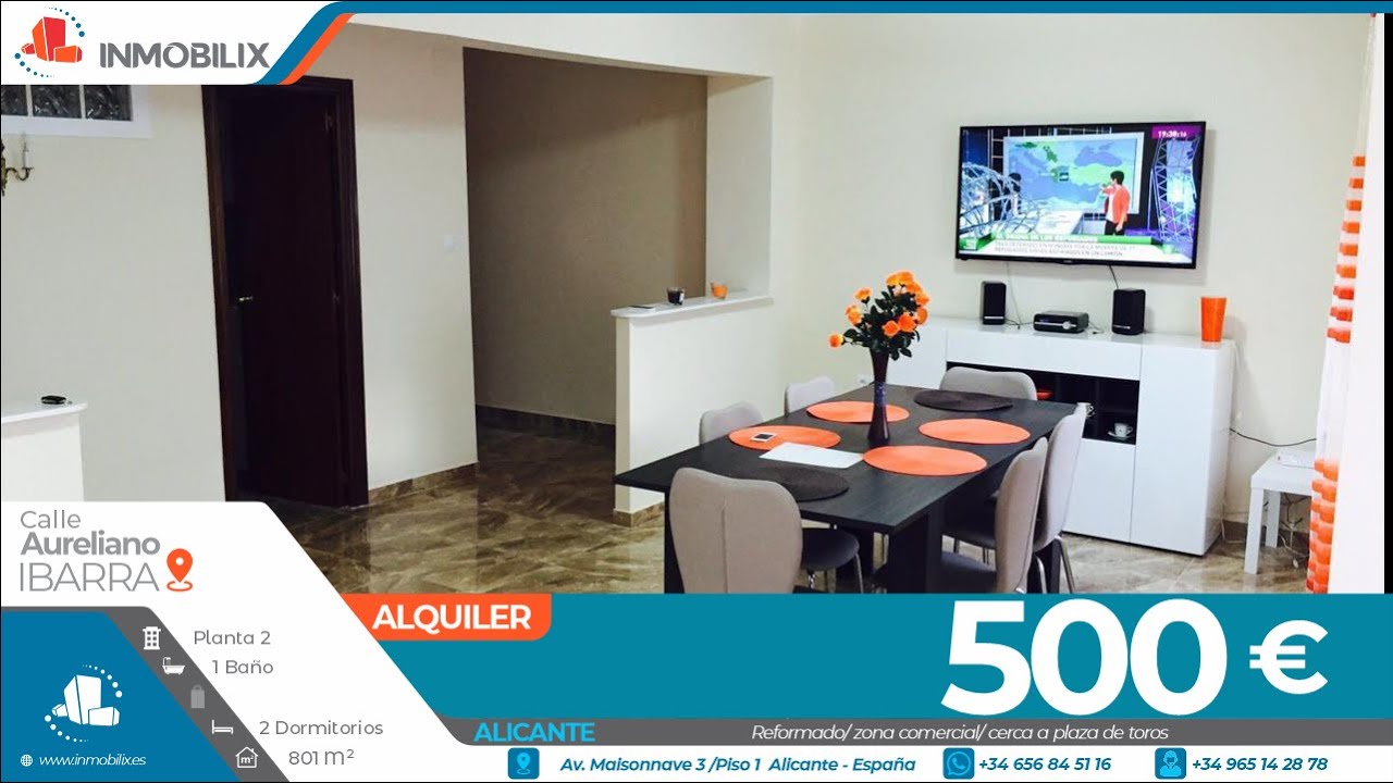✅ALQUILADO✅Alicante☀️ALQUILER 💰500 €/Calle Aureliano Ibarra /ZONA COMERCIAL/CERCA A PLAZA DE TOROS