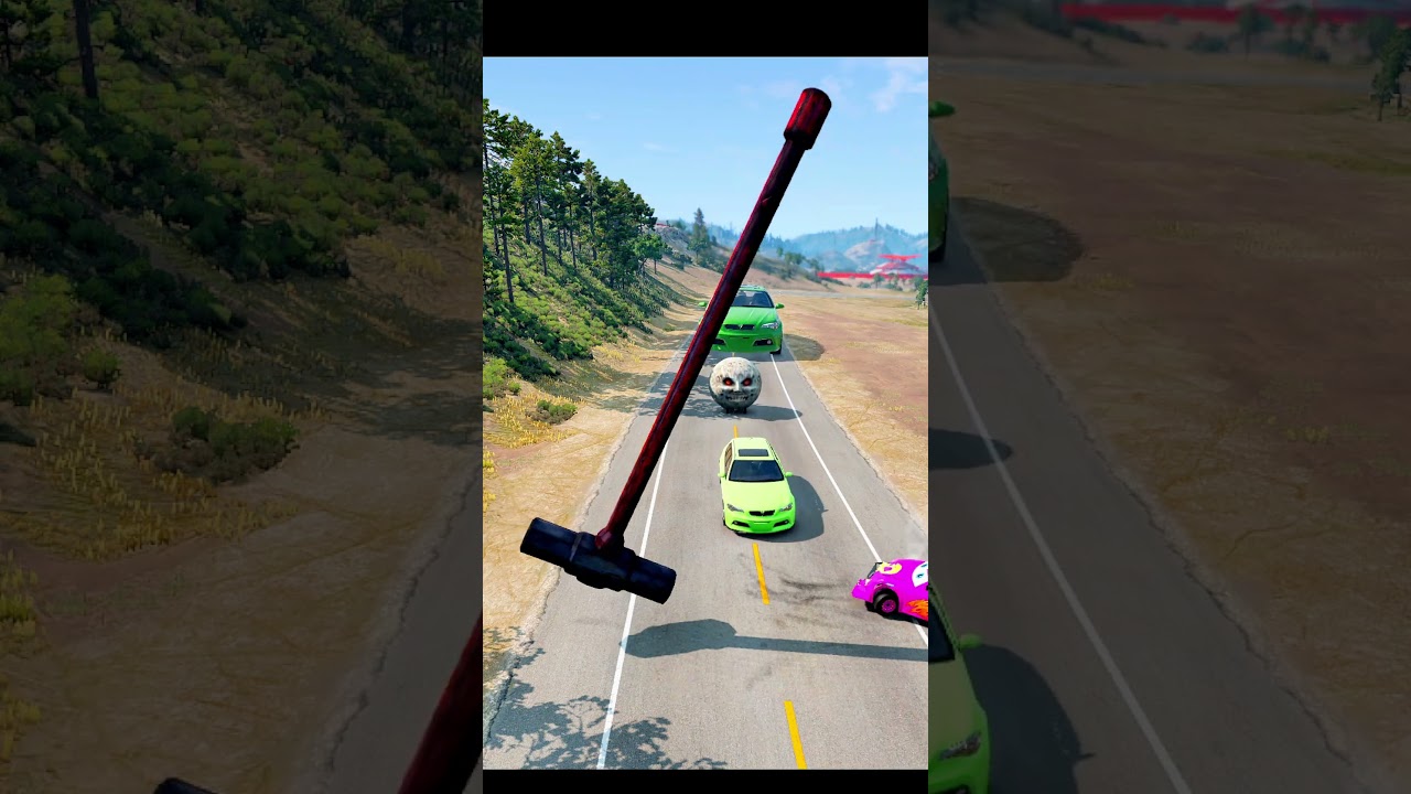Colorful Small to Giant Cars vs Hammer - BeamNG.drive 