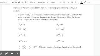 Comparing earthquake intensity example