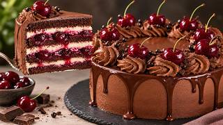 🍒🍫 Moist chocolate-cherry cake — just like a professional pastry chef's! A simple homemade recipe!