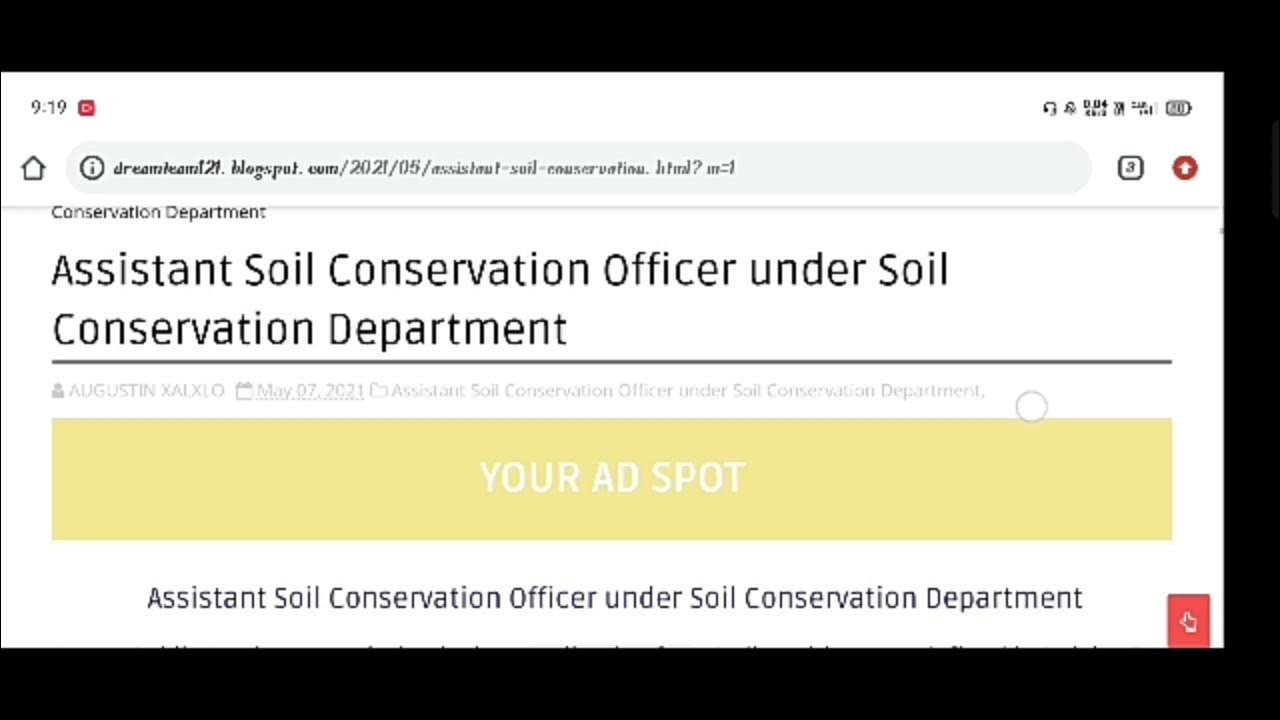 ASSISTANT SOIL CONSERVATION OFFICER UNDER SOIL CONSERVATION DEPARTMENT